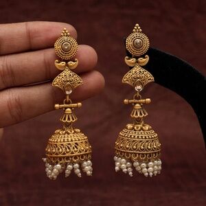 Matte Gold Large Hanging Jhumka